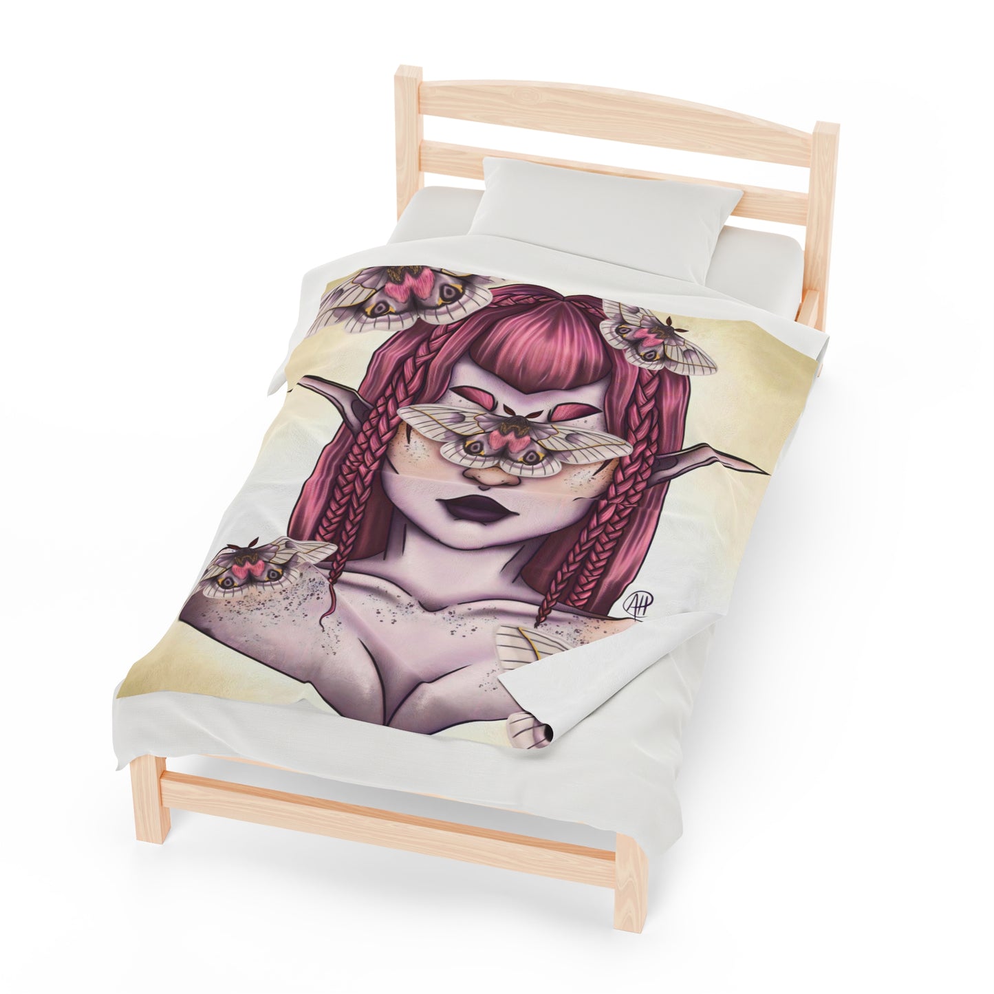 Moth Girl Velveteen Plush Blanket