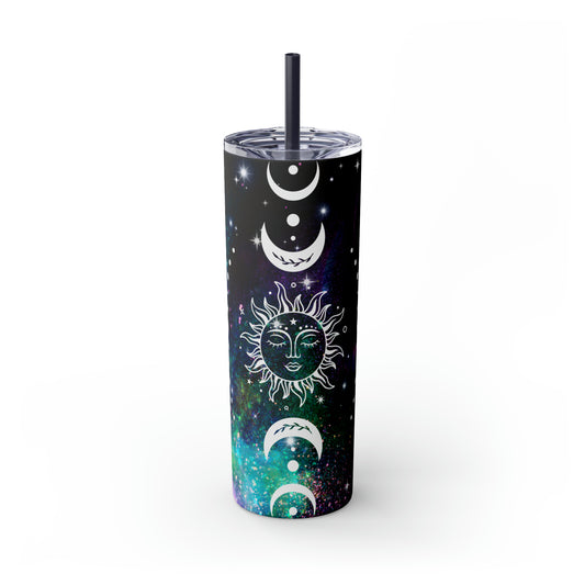 Mystical Sun Skinny Tumbler with Straw, 20oz