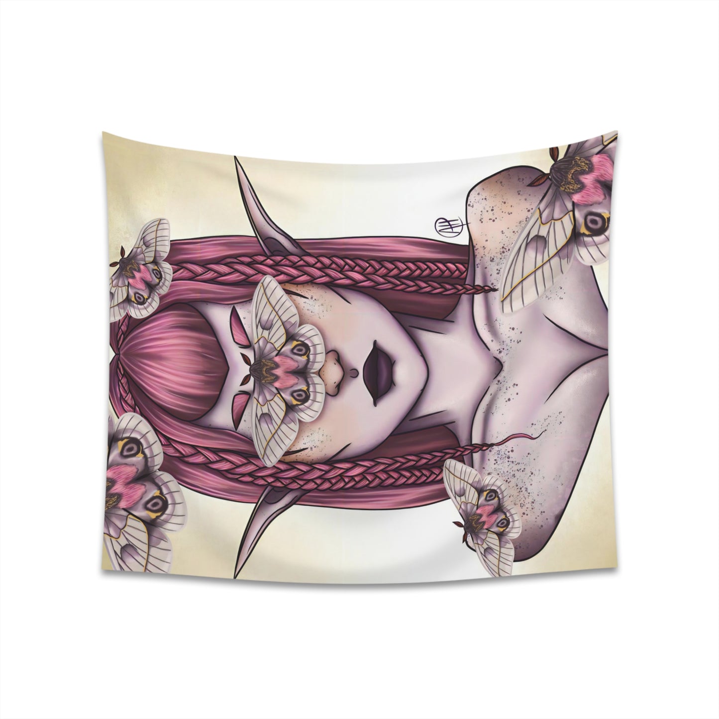 Moth Girl Printed Wall Tapestry