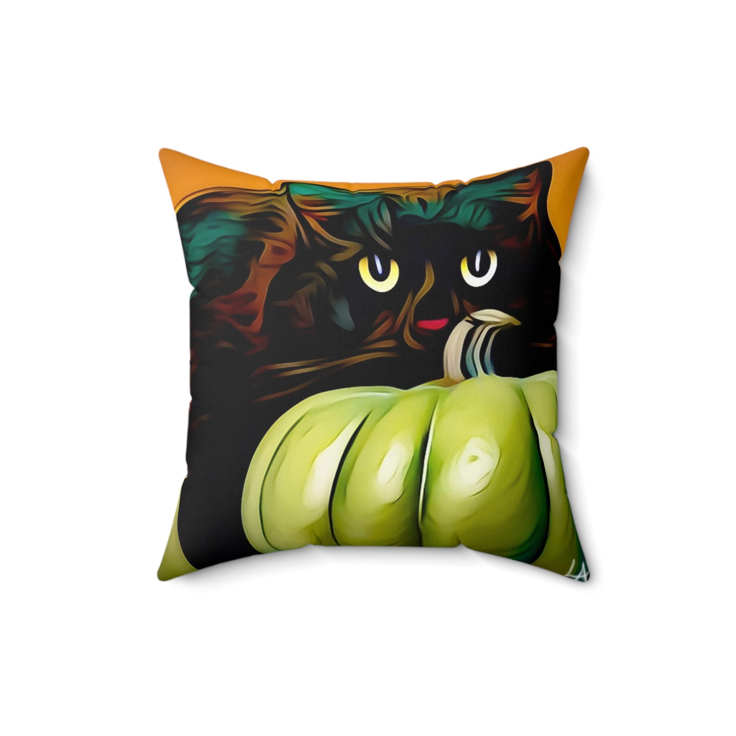 Halloween Cat Faux Suede Square Pillow