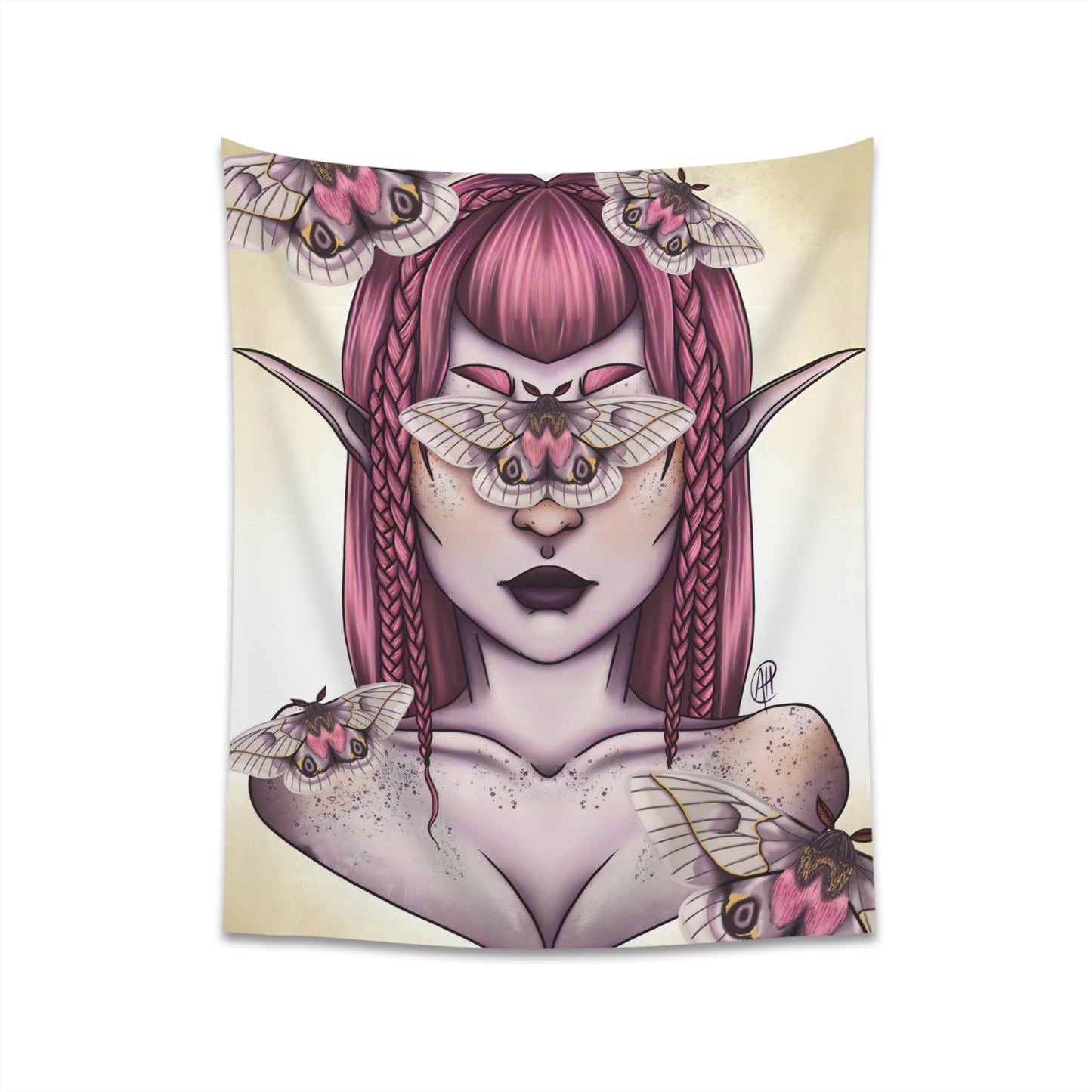 Moth Girl Printed Wall Tapestry