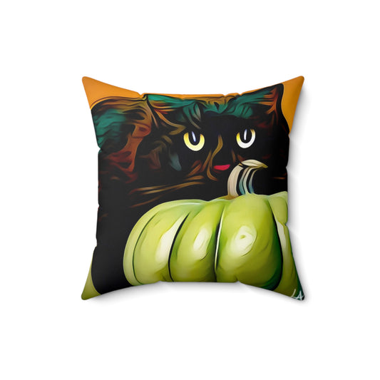 Halloween Cat Faux Suede Square Pillow