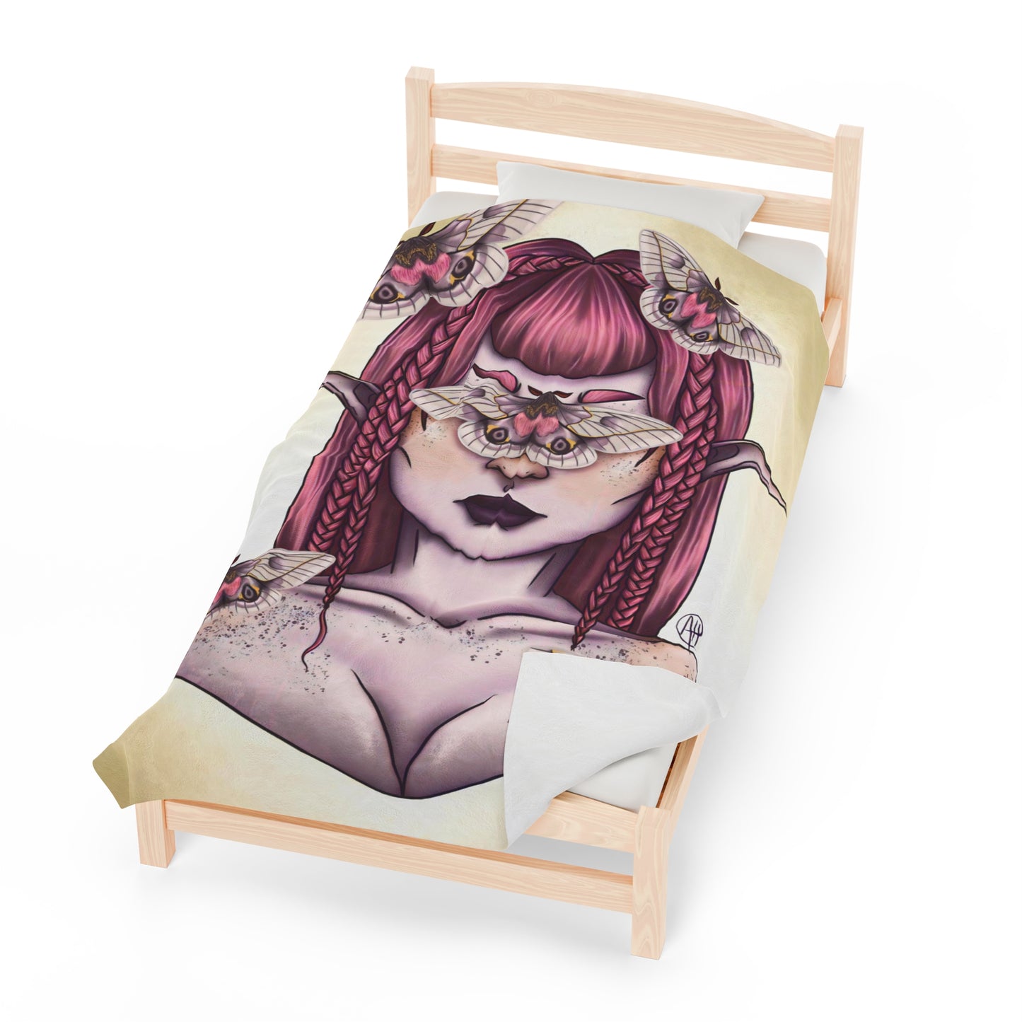 Moth Girl Velveteen Plush Blanket