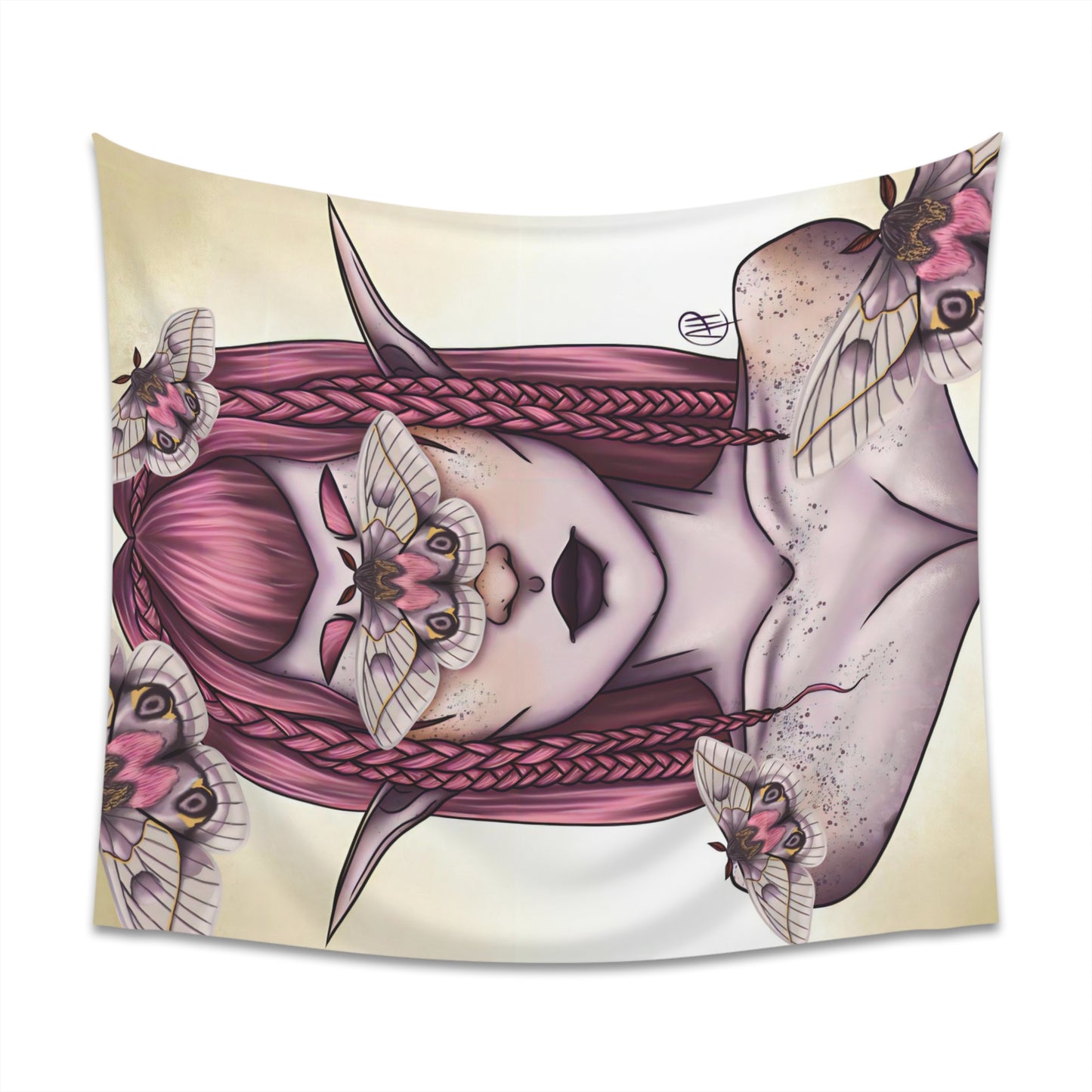 Moth Girl Printed Wall Tapestry