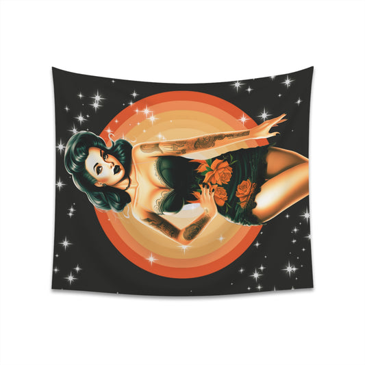 Pinup Girl Printed Wall Tapestry