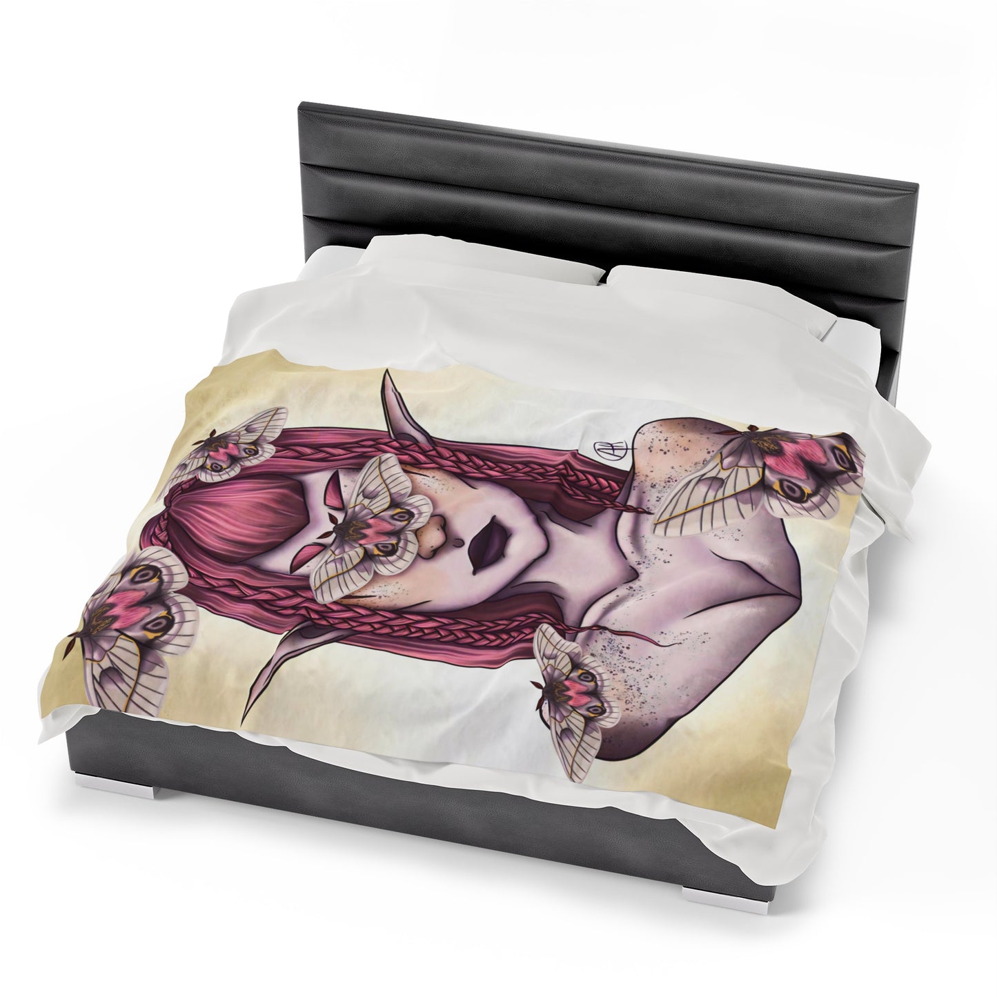 Moth Girl Velveteen Plush Blanket