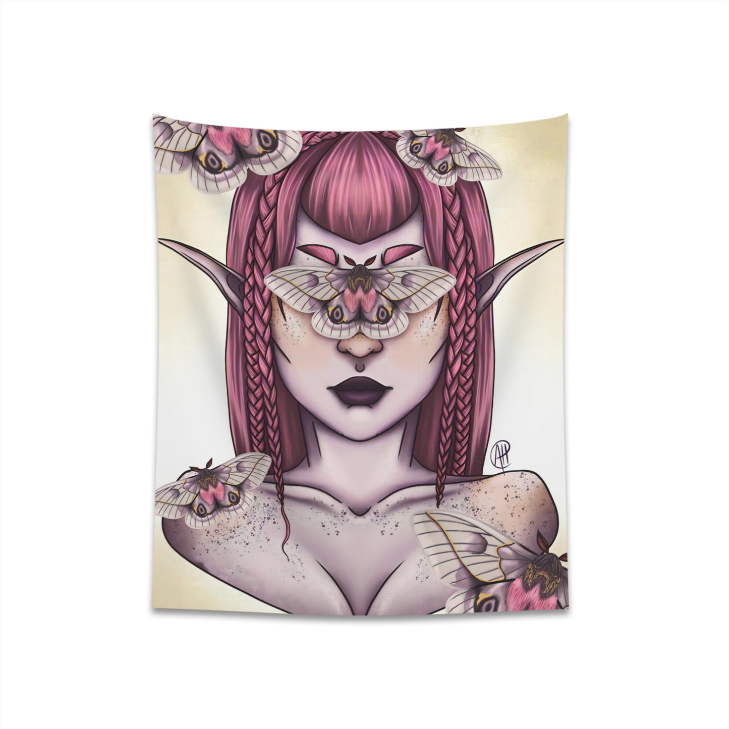 Moth Girl Printed Wall Tapestry