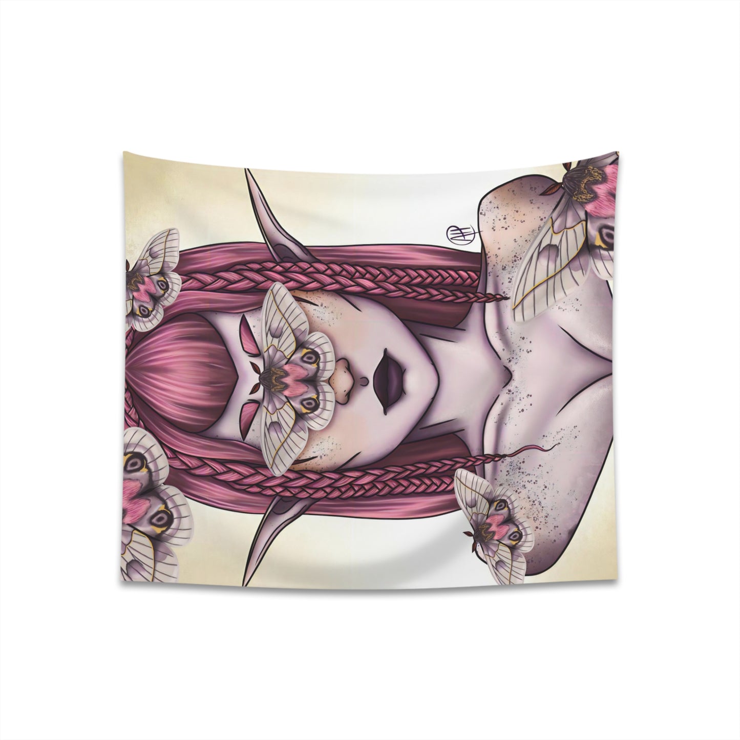 Moth Girl Printed Wall Tapestry