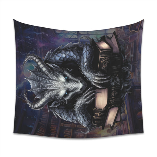 Dragon Library Printed Wall Tapestry